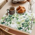 thumbnail image 3 of Watercolor Botanical Green Placemats Set of 2, Eucalyptus Leaves Washable Wipeable Table Mats for Dining Tables, Indoor Outdoor Kitchen Place Mats for Holiday Party Table Decor, 3 of 9