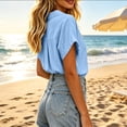 thumbnail image 4 of Enjoytime Button Down Shirts for Women Collared Short Sleeve Work Shirts Solid Color Dressy Business Casual Tops, 4 of 5