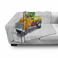 thumbnail image 3 of Christmas Soft Flannel Fleece Throw Blanket, Yellow Vintage Truck and Tree Design with Star Topper Old Farm Vehicle, Cozy Plush for Indoor and Outdoor Use, 50" x 70", White Yellow Green, by Ambesonne, 3 of 6