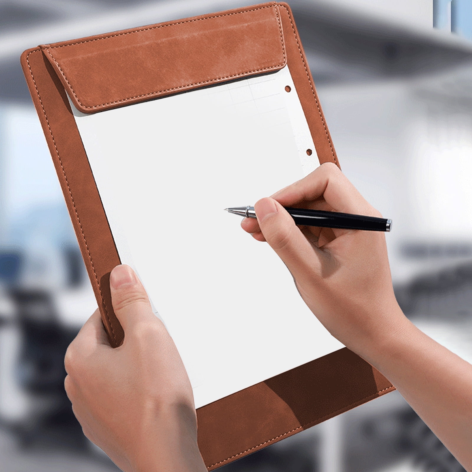 JilgTeok 2 Packs A4 Leather-Like Magnetic Clipboard Pad with Writing and Folder Clamp Document Organizer Writing Pad Business Card Holder for School Office Home