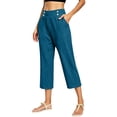 thumbnail image 2 of Womens Cotton Linen Pants Petite 2026 Summer Lightweight High Waist Straight Leg Solid Trousers, 2 of 6
