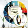 thumbnail image 3 of Designart "Blue Orange Mid Century modern Reflections II" Abstract Collages Round Mirror Wall Décor Mid-Century - Large Blue Round Mirror - Round Mirror 23" x 23" Inch, 3 of 5