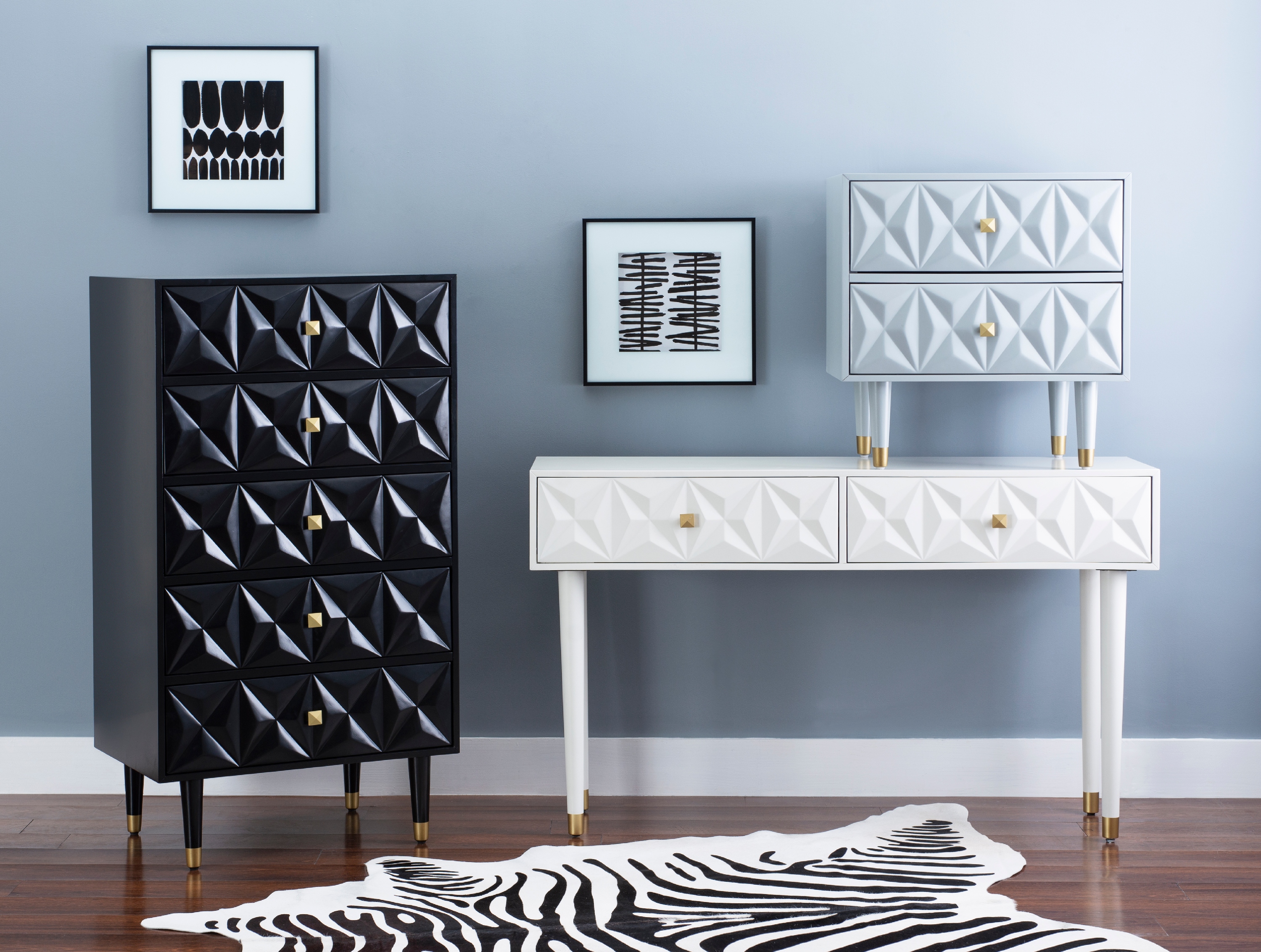 Linon Ginzel Mid-Century Modern 2-Drawer Nightstand, Gray