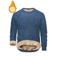 thumbnail image 5 of hlysgo Mens Fleece Lined Long Sleeve Shirts Fit Solid Color Crewneck Sweatshirts Warm Winter Pullover Tops Thermal Going Out Basic Tees Navy XXL, 5 of 5