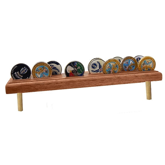 DECOMIL - 4 Rows Military and Challenge Coin Display Stand Rack with Metal Base