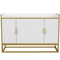 thumbnail image 2 of iRerts Buffet Table Accent Cabinet with Storage, Wood Kitchen Buffet Cabinet Sideboard with Doors and Metal Leg, Modern Freestanding Sideboard Cabinet for Kitchen Living Room Entryway, White, 2 of 7