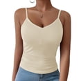 thumbnail image 2 of Bixock Women Built-in Bra Tank Tops Wirefree Solid Color V Neck Cami Top Sleeveless T Shirts Bras With Padded Cups Casual Daily Wear Bras, 2 of 7