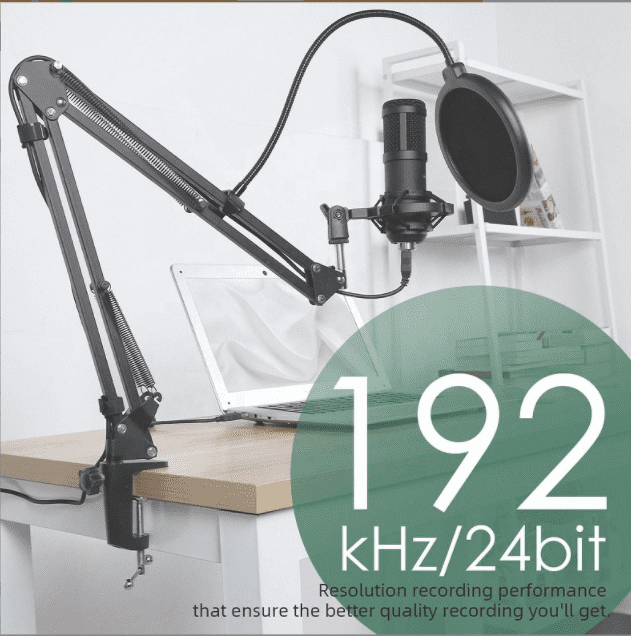 Usb Streaming Podcast Pc Microphone, Professionnel 192khz / 24bit Studio  Cardioïde Condensateur Mic Kit Avec Carte Son Boom Bras Shock Mount Pop  Filter, Pour