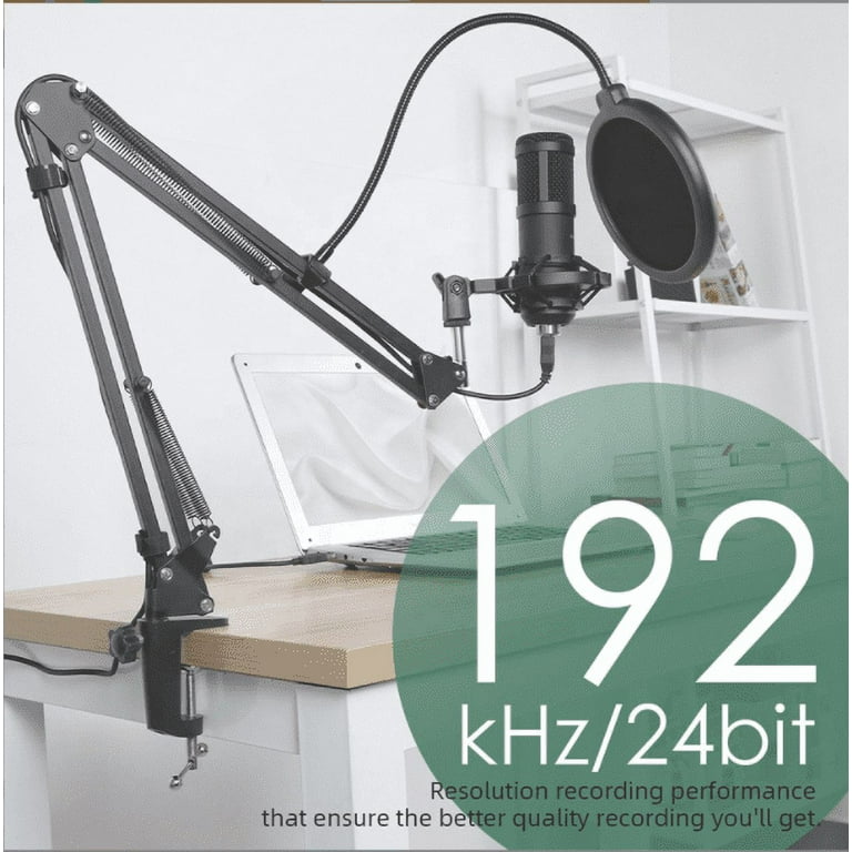 Usb streaming podcast pc microphone, 192khz / 24bit studio cardioïde plug &  play condensateur micro kit pour les jeux r, etc