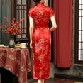 thumbnail image 3 of Women'S Formal Dress Autumn/Winter Retro Printed Cheongsam Dress Red XXXXXL, 3 of 4