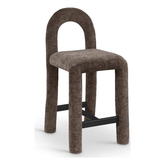 Meridian Furniture Amari Brown Chenille Fabric Stool