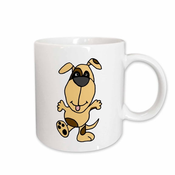 3drose, Funny Happy Dancing Puppy Dog, 11oz Mug