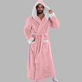 thumbnail image 2 of LangJing Mens Plush Hooded Robes Full Length Fleece Hooded Bathrobe Thick Warm Cozy Bath Shower Robe Absorbent Quick Dry Outdoor Pink,L, 2 of 6