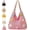 Pink, variant on Handmade Crochet Tote, Floral Knit Shoulder Purse, Woven Beach Carry Handbag, Stylish Bohemian Shopping Accessory(1PCS)