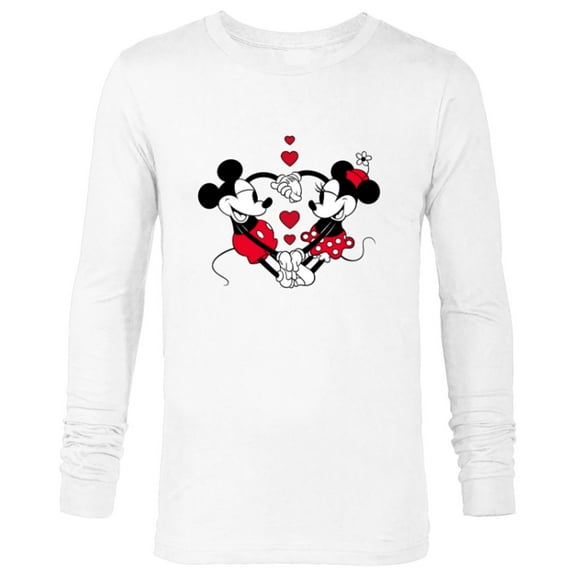 Disney Mickey and Minnie Love Gaze Hearts - Long Sleeve T-Shirt for Men - Customized-White