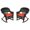 thumbnail image 1 of Jeco Wicker Rocker Chair in Black with Red Cushion (Set of 2), 1 of 1