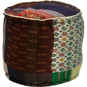 Round Pouf with Gudari Patch