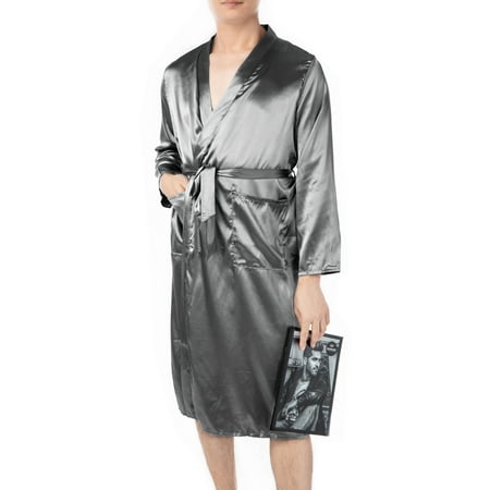 f and f grey silky robe