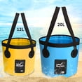thumbnail image 3 of 2pcs 12L+20L Collapsible Bucket, Portable Folding Camping Water Storage Container & Wash Basin for Traveling, Hiking, Fishing, Boating, Gardening-Orange, 3 of 5