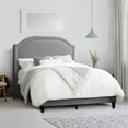 thumbnail image 3 of CorLiving Florence Fabric Upholstered Adult Bed Frame with Arched Headboard with Nail head Trim Accents - Box Spring Required, 3 of 8