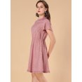 thumbnail image 4 of INSPIRE CHIC Women's Summer Flare Sleeve Pintuck Decor Heart Print Ruffle Dress, 4 of 6