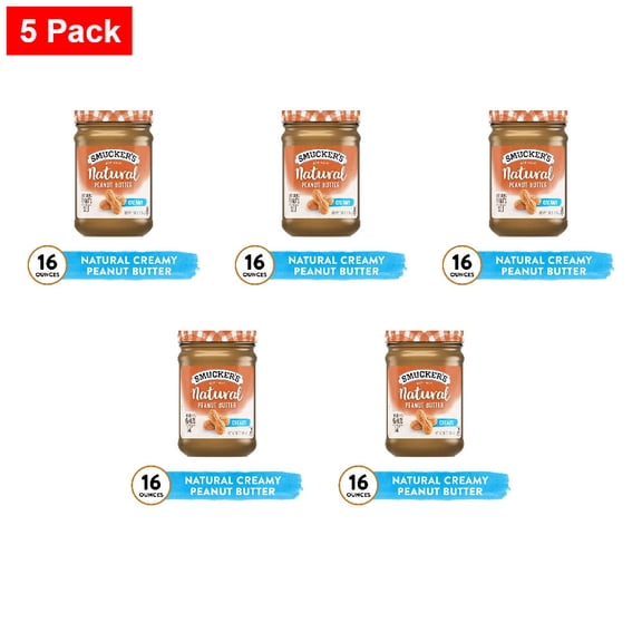 Smuckers Creamy Natural Peanut Butter 16 oz - 5 Pack