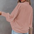 thumbnail image 4 of Blusa de manga larga con solapa de color puro con botones y tops casuales de moda para mujer, 4 of 6