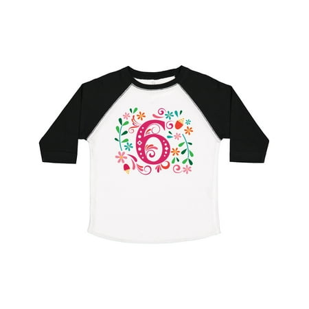 

Inktastic 6th Birthday Flowered 6 Year Old Girl Gift Toddler Toddler Girl T-Shirt