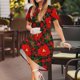 thumbnail image 3 of Balery Christmas Plaid Flower Vestidos sueltos de manga corta para mujer, vestidos de verano 2025, vestidos casuales de corte A con vuelo., 3 of 6