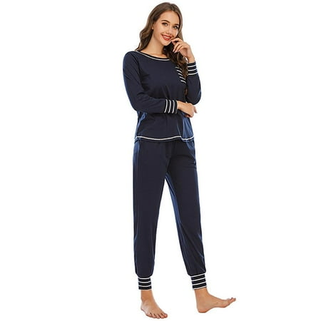 

Pajamas Women’s Long Sleeve Sleepwear with Long Pants Leisure Soft Loungewear Pj Set S-2XL Two-piece Set
