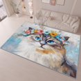 thumbnail image 1 of Oil On Canvas Print Rug Animal Flower Cat Machine Washable Non-Slip Area Rugs Soft Low Pile Indoor Carpet for Living Room Bedroom Home Decor 7 X 8 Ft, 1 of 7