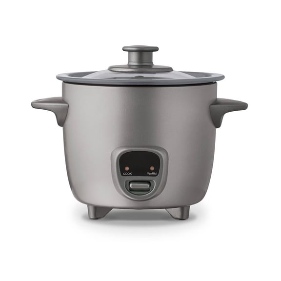 2-Cup Electric Mini Rice Cooker - Graphite: Small Rice Maker, Automatic Keep Warm, Includes Recipes & Accessories