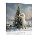 thumbnail image 3 of Canvas Wall Art Winter Christmas Canvas Art Print Tree Polar Bear Snowy Scene Pictures Wall Decor for Living Room Bedroom Artwork Decorations Stretched Framed Ready to Hang 10"x10", 3 of 9