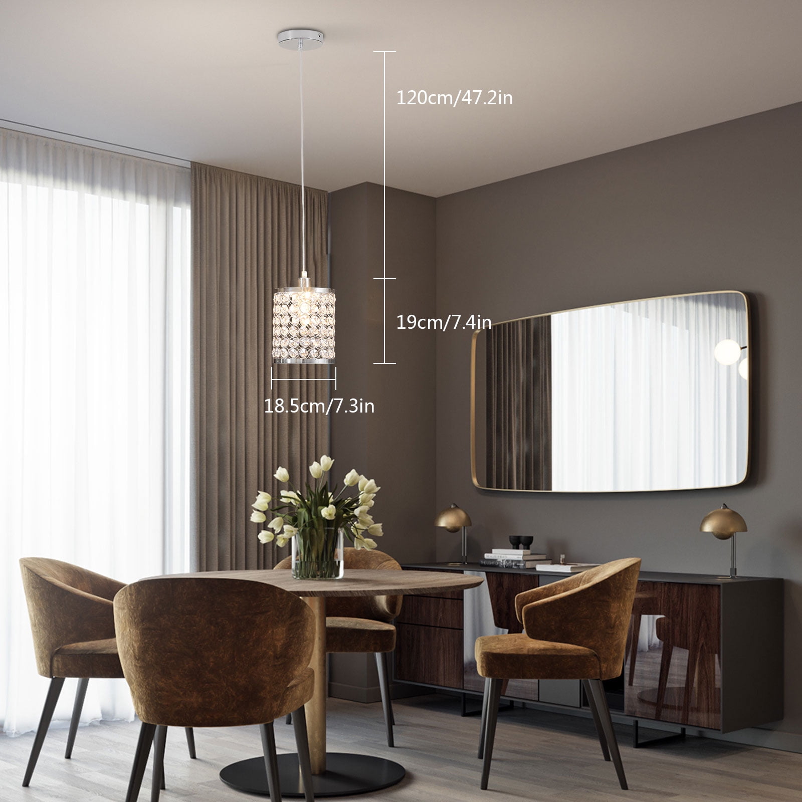 3pc Modern LED Crystal Ceiling Light Dining Room Pendant Lamp Lighting Chandelier for Kitchen, Restaurant, Living Room, Office (E12)