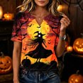 thumbnail image 3 of Stamzod Halloween Shirts for Women V Neck Henley Button Up Dressy Tops Short Sleeve Graphic Tee Casual Work Blouse Loose Fit, 3 of 9
