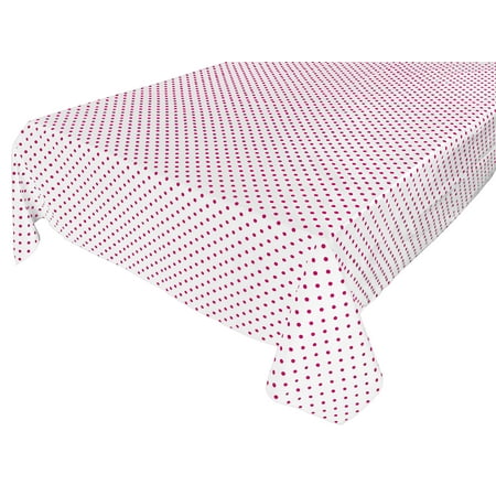 

Cotton Tablecloth Polka Dots Print / Small Fuchsia Dots on White