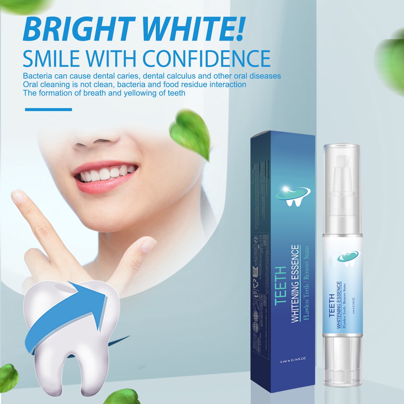 Alvantor Teeth Whitening Pen for Deep Cleaning, Stain Removal, Plaque Cleaning, Fresh Breath, 0.14 fl. oz