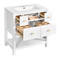 thumbnail image 4 of 30-Inch Bathroom Vanity with Ceramic Sink Solid Wood MDF Construction and 5 Drawers for Bathroom, 4 of 7