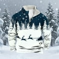 thumbnail image 5 of KeShDi Christmas Men Sweatshirts Men CMen Casual Fashion Stand Collar Printing Zipper Pullover Long Sleeve Sweatshirt Blouse NavyL, 5 of 6