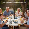 thumbnail image 3 of Round Outdoor Tablecloth with Umbrella Hole and Zipper, Country Flowers Tablecloth with Elastic Waterproof, Blue Farmhouse Plants Wildflowers Retro Patio Table Covers for 55" - 60" Pool Tables, 3 of 9