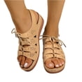 thumbnail image 3 of NexTorq Women’s Cutout Lace-Up Wedge Roman Sandals, Closed Toe Adjustable Comfort Shoes, Lightweight Summer Footwear, Casual & Outdoor Wear, Ginger, 5.5, 3 of 5