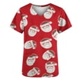 thumbnail image 5 of Women Christmas Scrub Tops Stretchy V-Neck Short Sleeve Cute Print Working Uniform Pull-On Tops with Pockets, XXXL, 5 of 5