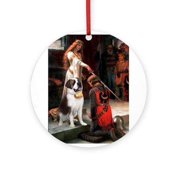 CafePress - Accolade / St Bernard - Round Wood Ornament 4"