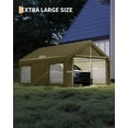 thumbnail image 3 of Riedhoff 10x20 ft Carport with 180g PE Tarp & Roll-up Doors for Sedans,Motos,ATVs and SUVs,Khaki, 3 of 7
