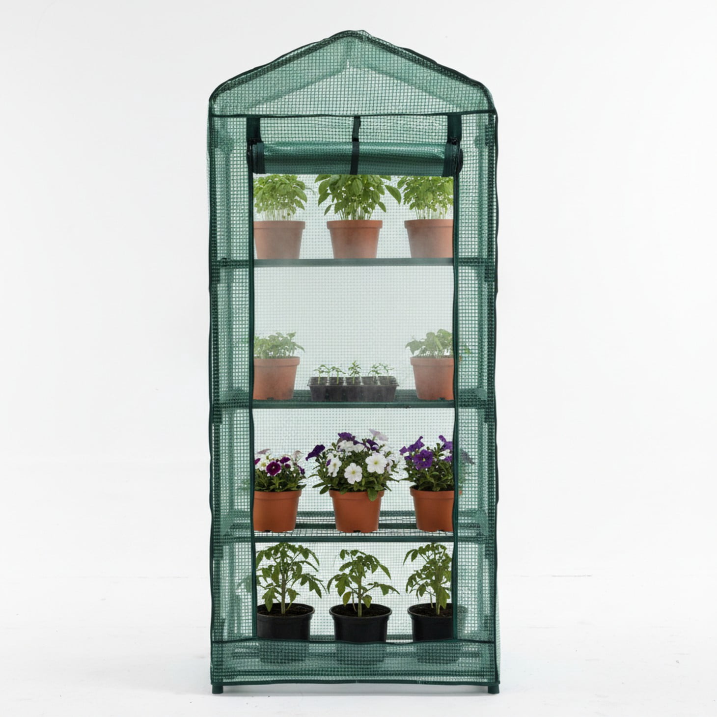 edx Mini Greenhouse for Outside & Indoor Use, Portable Green House, 30 in Multi-Tier Plant Growing Rack with PE Cover, Green