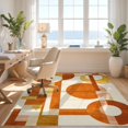 thumbnail image 3 of Design&I 9'x12' Washable Area Rug Burnt Orange Terracotta Mid Century Abstract Geometric Bauhaus Midcentury Design for Master Suite, Under Bed, Sleek Flatweave Pet Friendly, 3 of 7