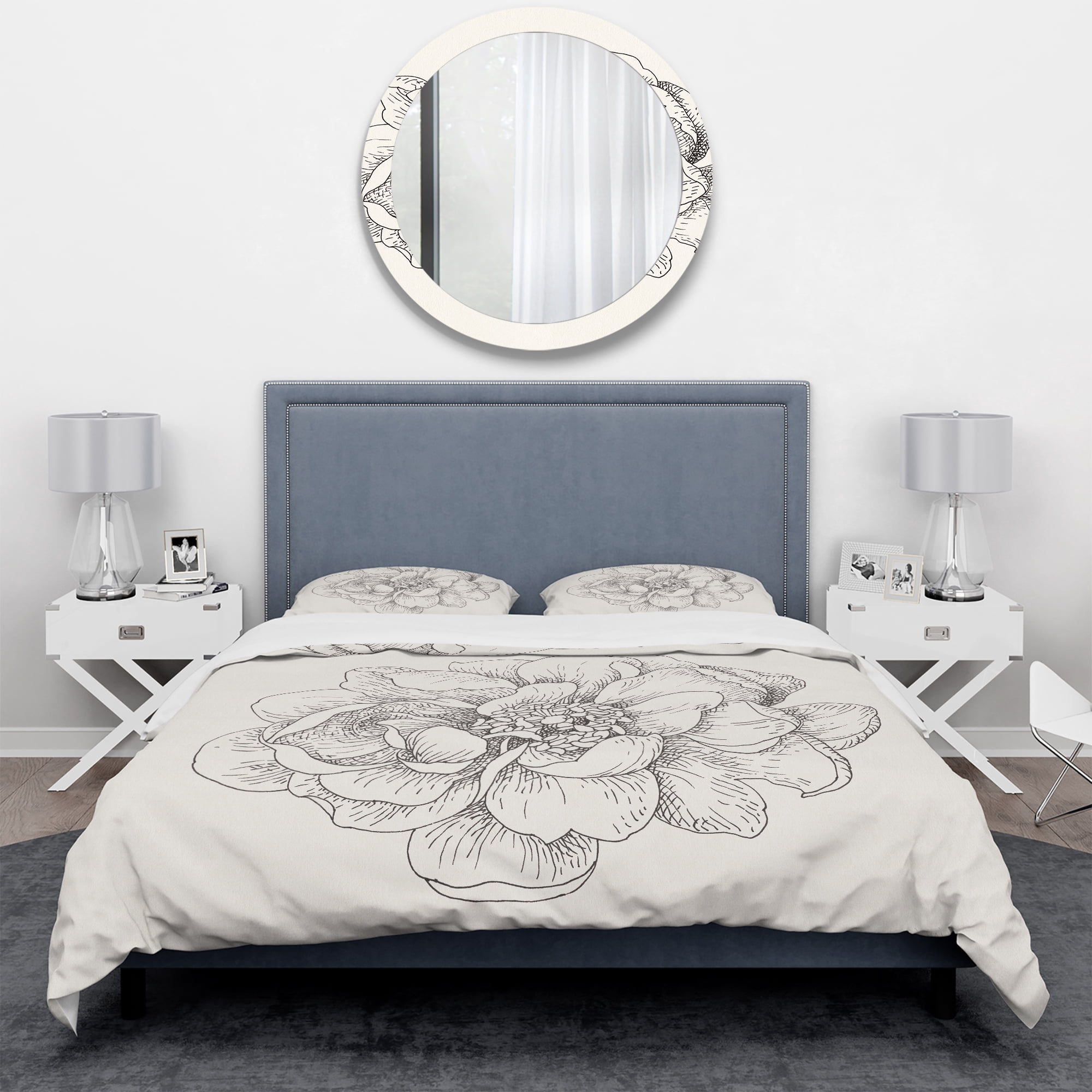Designart 'Pen and Ink Florals IV' Geometric Duvet Cover Set