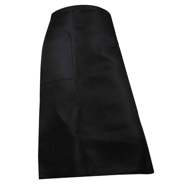 EeaseMX Delantal de cocina universal unisex para hombre y mujer, corto, de camarero, con dos bolsillos (negro)