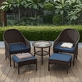 thumbnail image 2 of MeetLeisure 5-Piece Wicker Patio Furniture Set, PE Rattan Outdoor Chairs with Ottomans, Patio Chairs with Cushions, Navy, 2 of 12