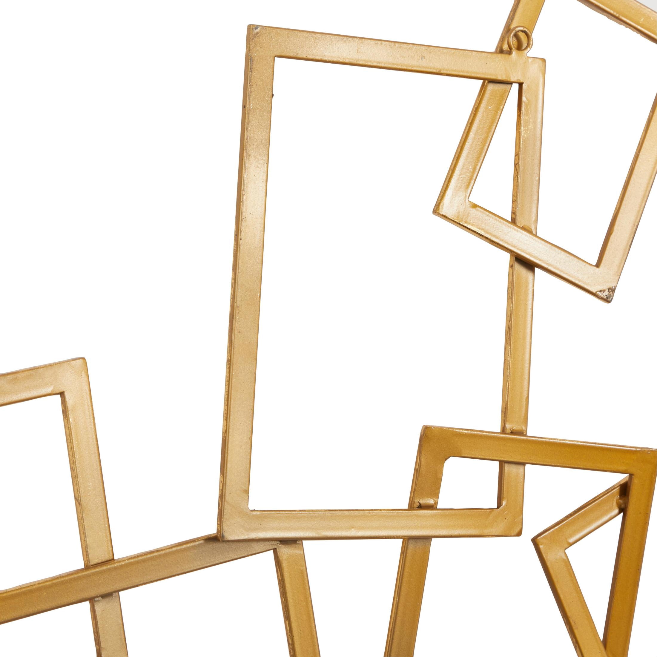 CosmoLiving by Cosmopolitan Contemporary Metal Rectangular Interconnected Frames Design Wall Décor, 30"W x 22"H with Gold Polished Finish
